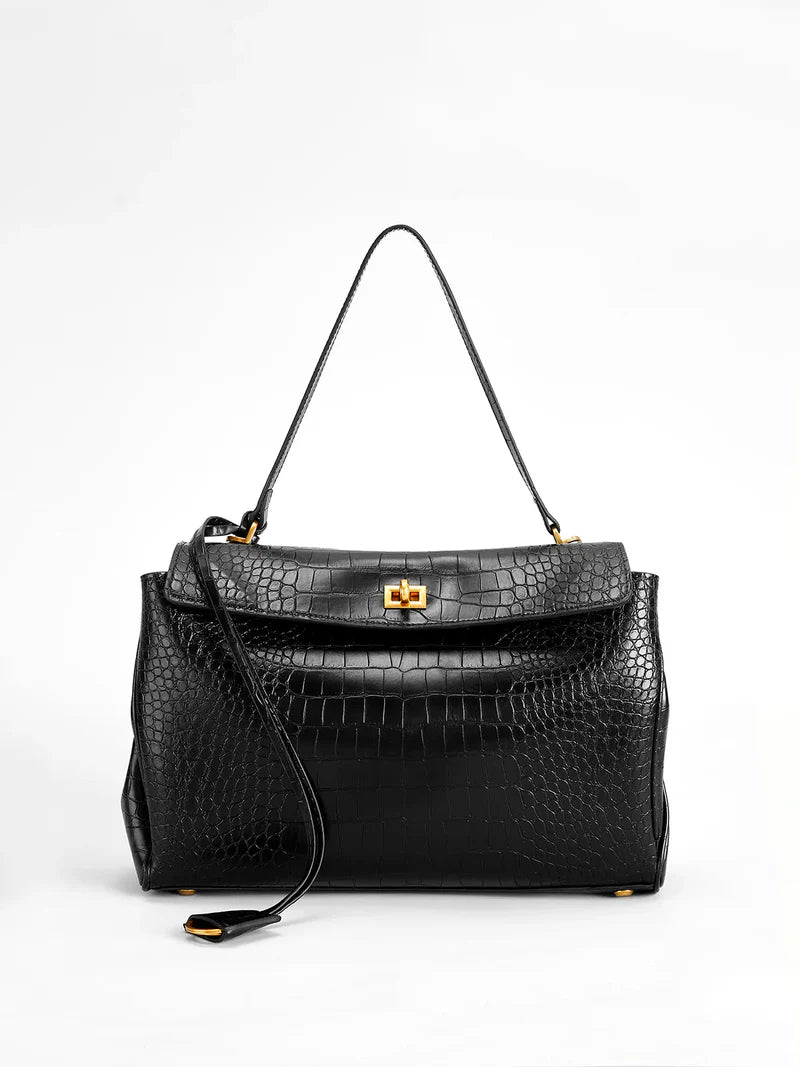 Celia Crocodile Bag Black – Şıklığı ve Fonksiyonelliği Bir Arada Sunan Çanta